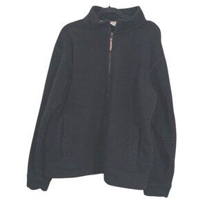 Orvis Mens Black Fleece Jacket Large Full-Zip Stand Collar